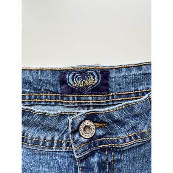 Vintage 00's ANGELS Y2K Butterfly Rhinestone Low Rise Flare Jeans, Size 18 - Picture 11 of 13